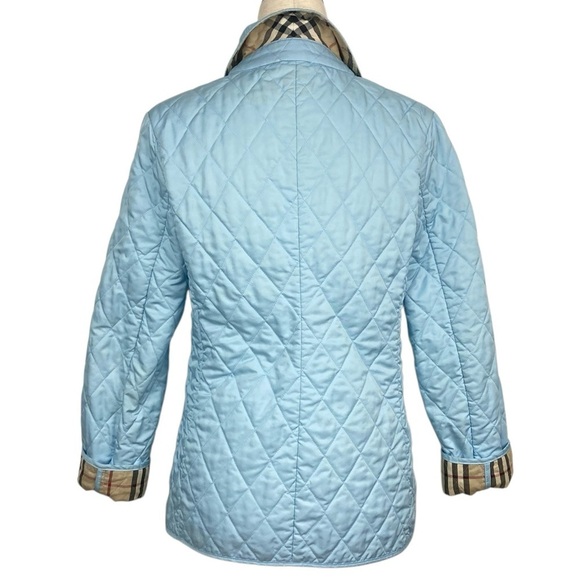 SOLD **   BURBERRY Diamond Quilted Jacket, Nova Check Lining, Light Blue XS - Picture 4 of 15